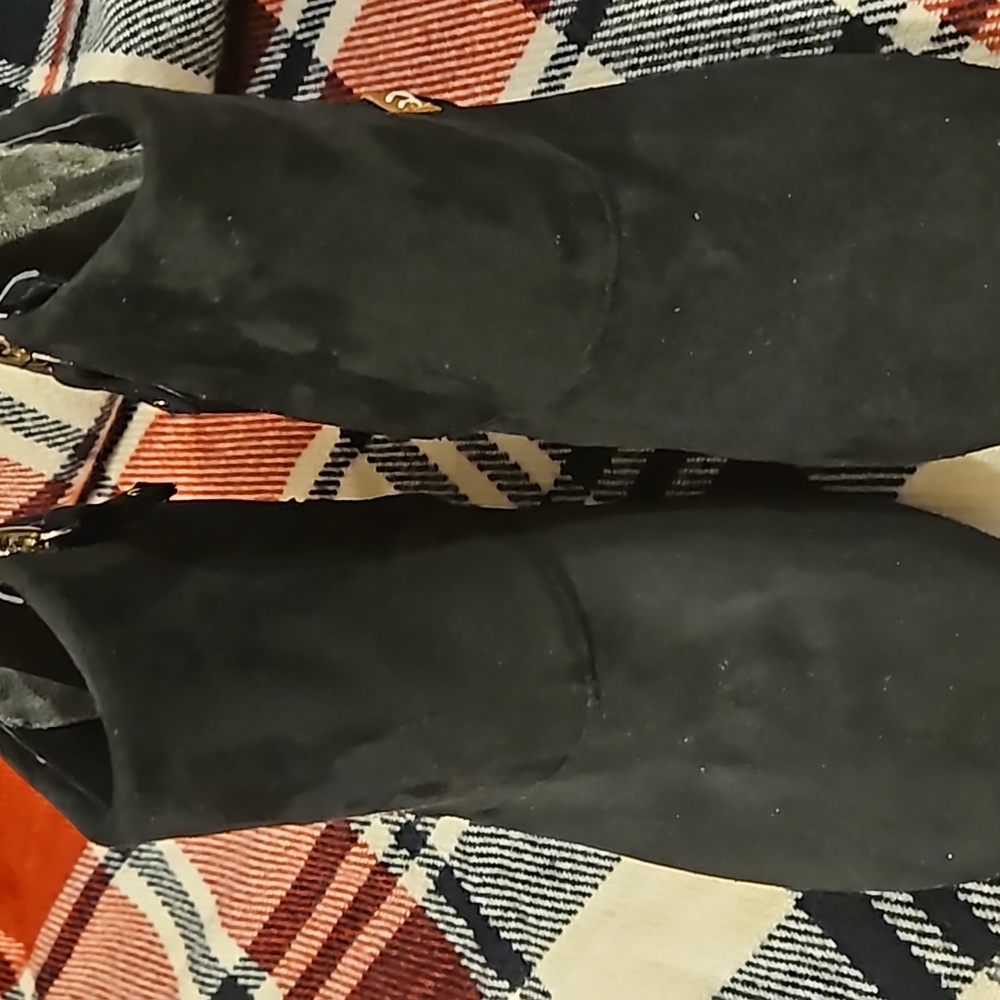Dr. Scholl's Black Suede Ankle Booties with Side Zipper